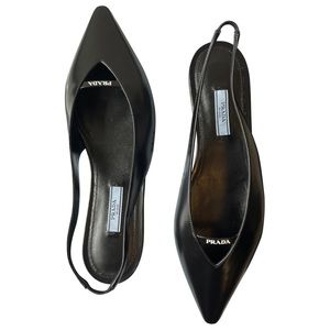 Sold- Prada Leather Slingback Point Toe Ballerina Flats/ Mules in black Size 39